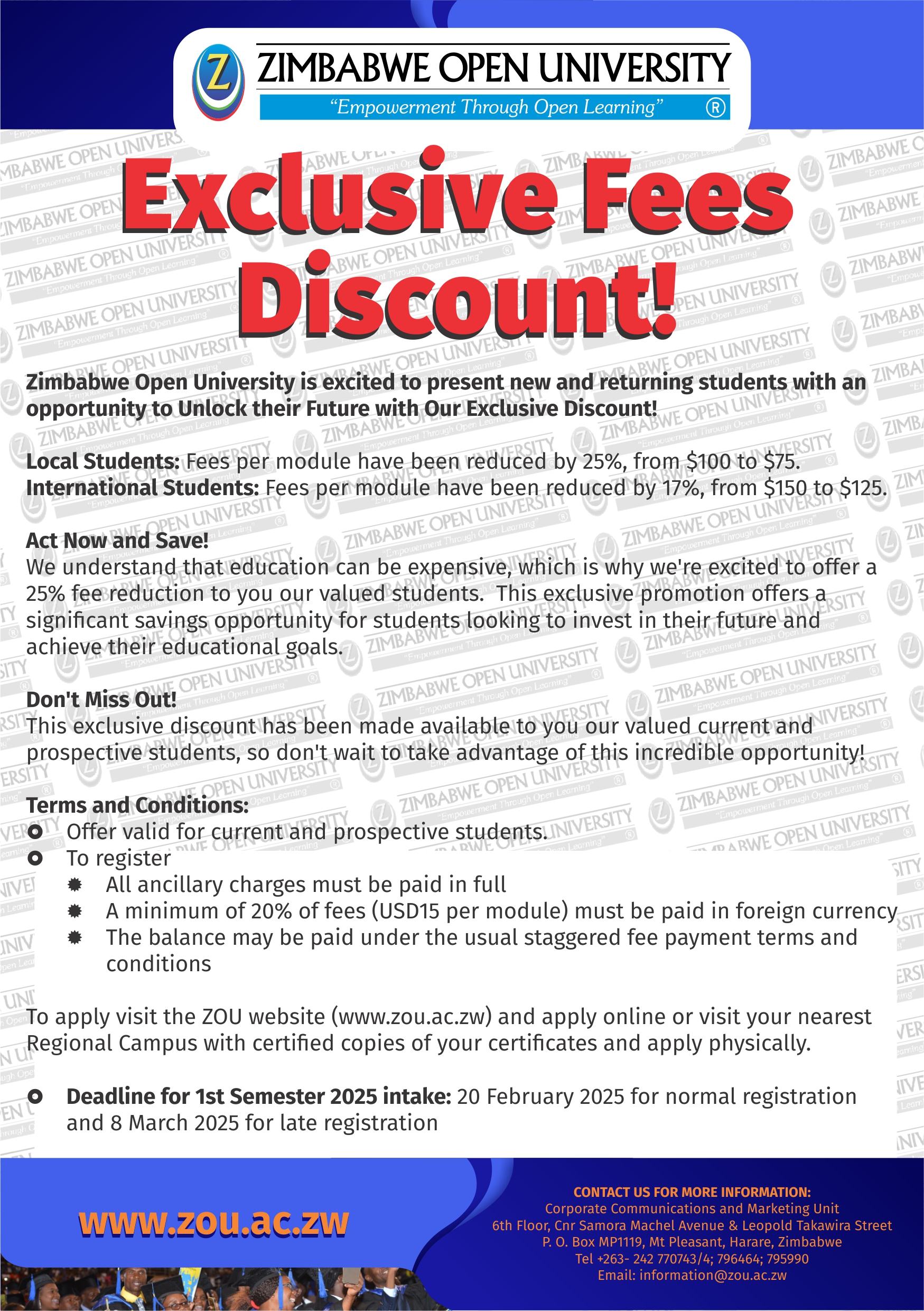 Exclusive Fees Discount!!!