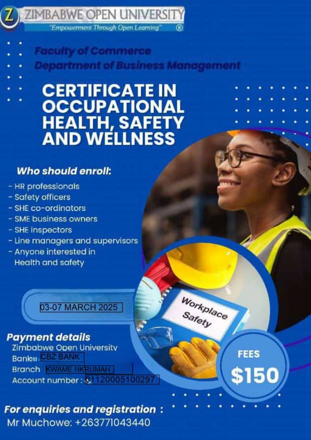 Certificate in Occupational Health, Safety and Wellness