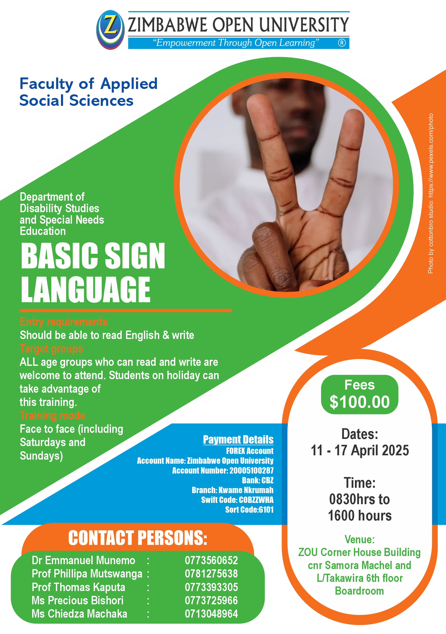 Basic Sign Language Short Course